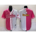 Pittsburgh Steelers White Pink Split Team Big Logo Cool Base Stitched Jersey