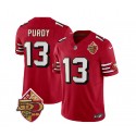 San Francisco 49ers #13 Brock Purdy Red 2023 F.U.S.E. 50th Patch Throwback Stitched Jersey
