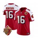 San Francisco 49ers #16 Joe Montana Red White 2023 F.U.S.E. 50th Patch Throwback Stitched Jersey