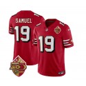 San Francisco 49ers #19 Deebo Samuel Red 2023 F.U.S.E. 50th Patch Throwback Stitched Jersey