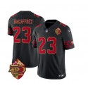 San Francisco 49ers #23 Christian McCaffrey Black 2023 F.U.S.E. 50th Patch Throwback Stitched Jersey