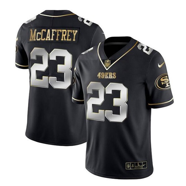 San Francisco 49ers #23 Christian McCaffrey Black Gold Stitched Jersey