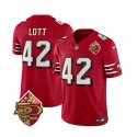 San Francisco 49ers #42 Ronnie Lott Red 2023 F.U.S.E. 50th Patch Throwback Stitched Jersey