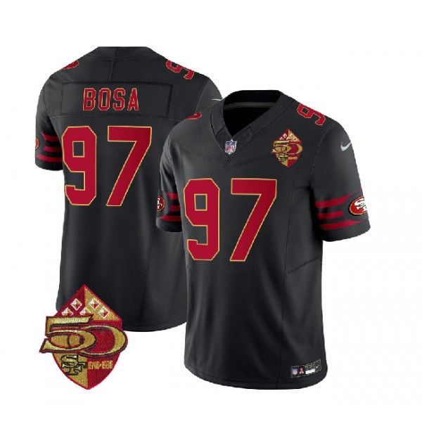 San Francisco 49ers #97 Nick Bosa Black 2023 F.U.S.E. 50th Patch Throwback Stitched Jersey
