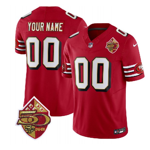 San Francisco 49ers Custom Red 2023 F.U.S.E. 50th Patch Vapor Limited Stitched Jersey