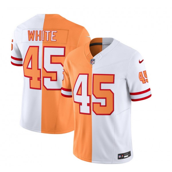 Tampa Bay Buccaneers #45 Devin White 2023 F.U.S.E. White Gold Split Throwback Limited Stitched Jersey