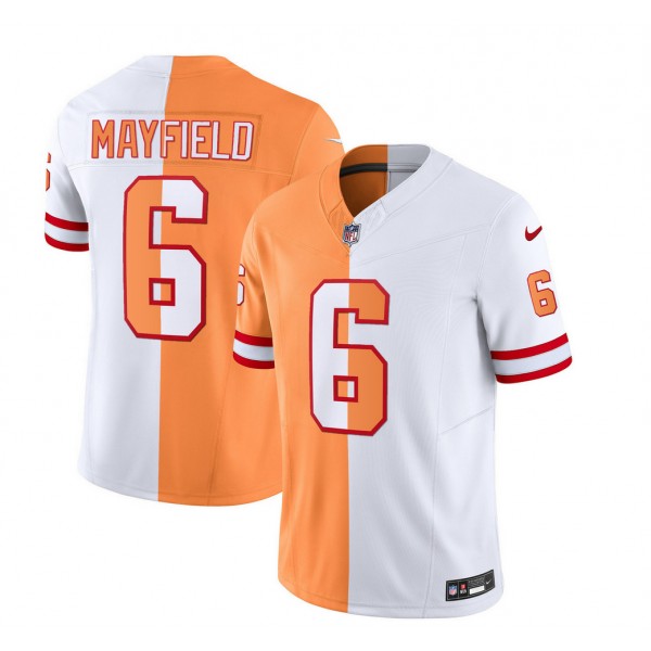 Tampa Bay Buccaneers #6 Baker Mayfield 2023 F.U.S.E. White Gold Split Throwback Limited Stitched Jersey