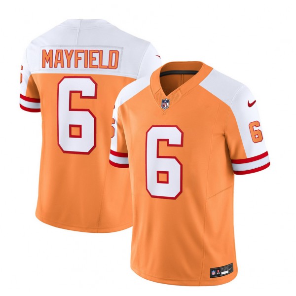 Tampa Bay Buccaneers #6 Baker Mayfield 2023 F.U.S.E. White Gold Throwback Limited Stitched Jersey