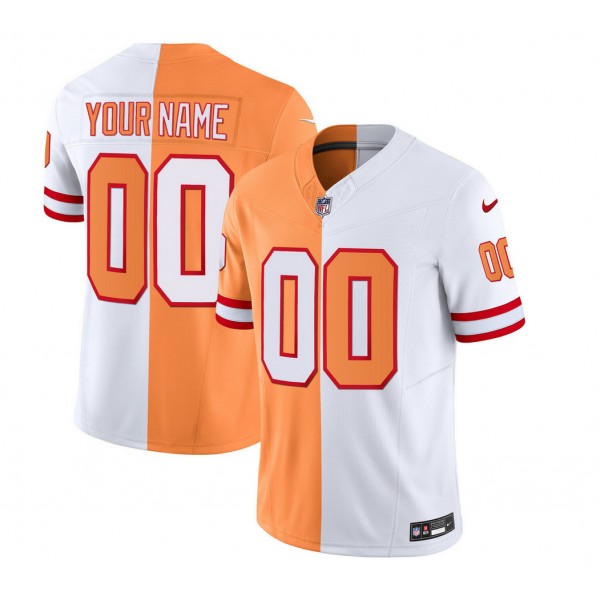 Tampa Bay Buccaneers Custom 2023 F.U.S.E.White Gold Split Throwback Limited Stitched Jersey