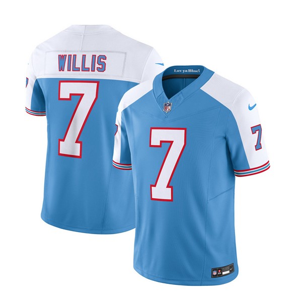 Tennessee Titans #7 Malik Willis Blue White 2023 F.U.S.E. Vapor Limited Throwback Stitched Jersey