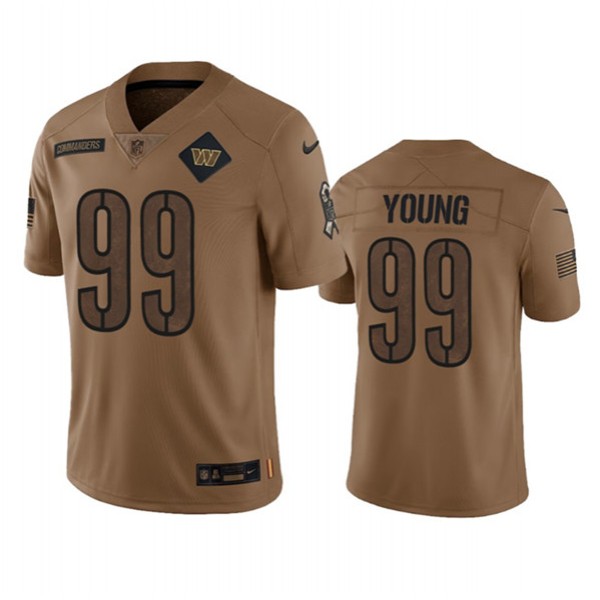 Washington Commanders #99 Chase Young 2023 Brown Salute To Service Limited Stitched Jersey