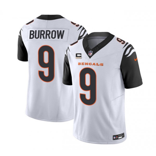 Cincinnati Bengals #9 Joe Burrow 2023 F.U.S.E. White With 4-Star C Patch Vapor Untouchable Limited Stitched Jersey