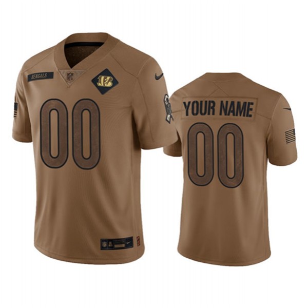 Cincinnati Bengals Custom 2023 Brown Salute To Service Limited Stitched Jersey