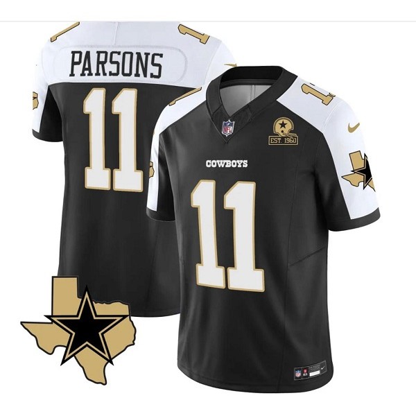 Dallas Cowboys #11 Micah Parsons 2023 F.U.S.E. Black White With Established In 1960 Patch Stitched Jersey