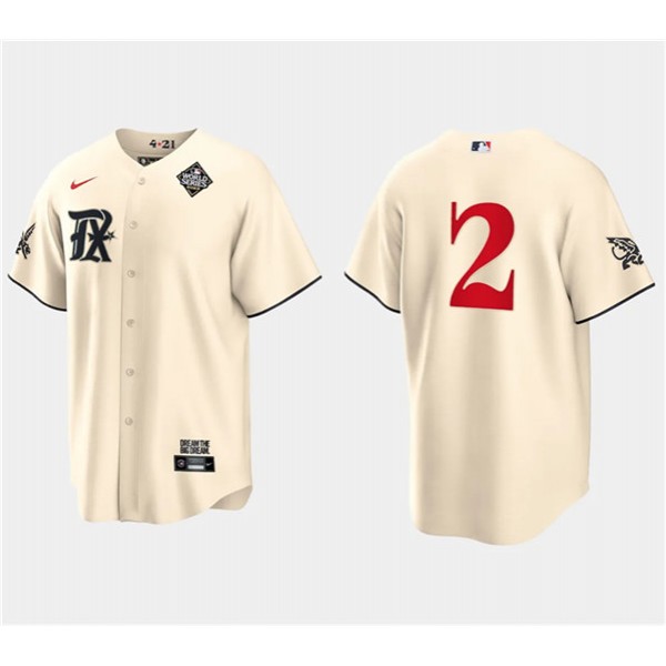 Texas Rangers #2 Marcus Semien Cream 2023 World Series City Connect Stitched Jersey