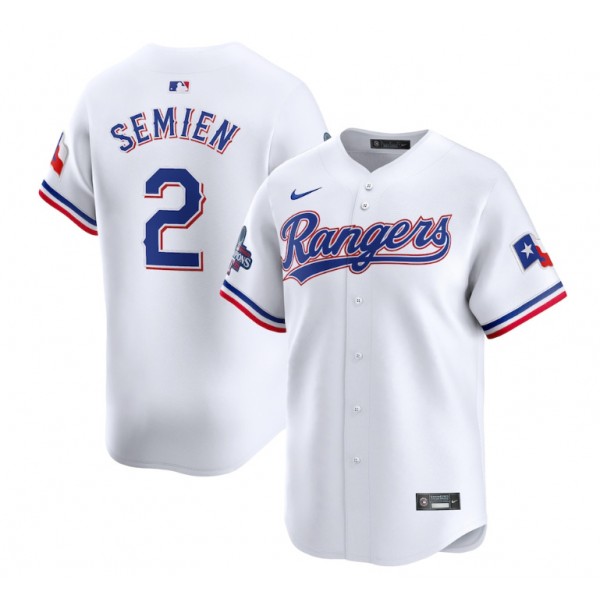Texas Rangers #2 Marcus Semien White 2023 World Series Champions Stitched Jersey