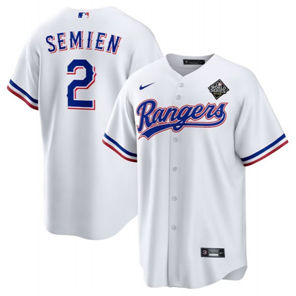 Texas Rangers #2 Marcus Semien White 2023 World Series Stitched Jersey