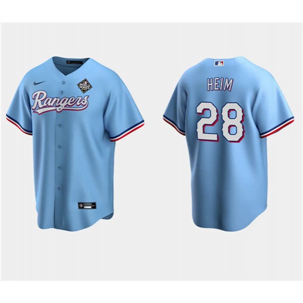 Texas Rangers #28 Jonah Heim Blue 2023 World Series Stitched Jersey