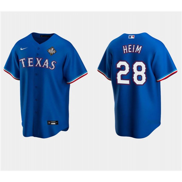 Texas Rangers #28 Jonah Heim Royal 2023 World Series Stitched Jersey
