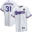 Texas Rangers #31 Max Scherzer White 2023 World Series Stitched Jersey