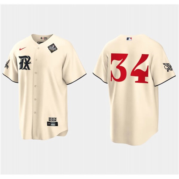 Texas Rangers #34 Nolan Ryan Cream 2023 World Series City Connect Stitched Jersey