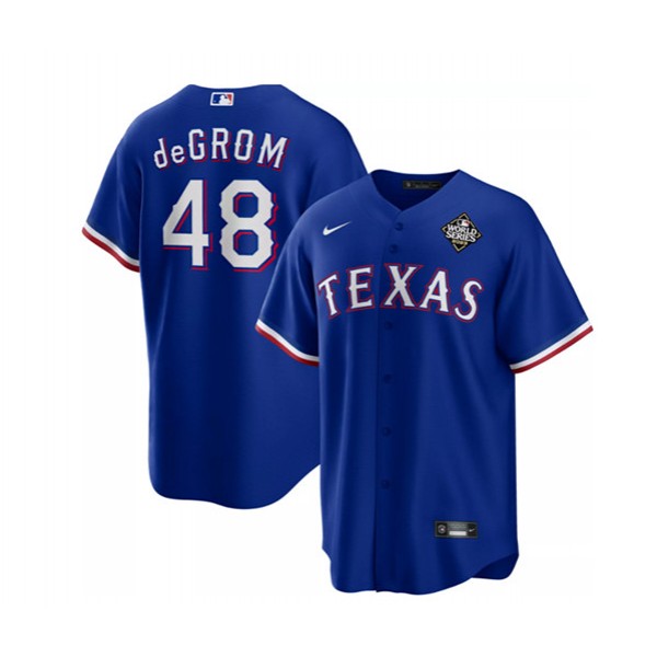 Texas Rangers #48 Jacob DeGrom Royal 2023 World Series Cool Base Stitched Jersey