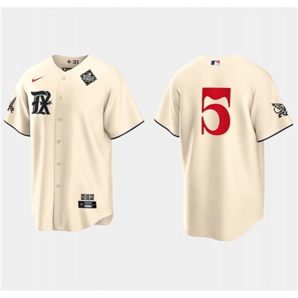 Texas Rangers #5 Corey Seager Cream 2023 World Series City Connect Stitched Jersey