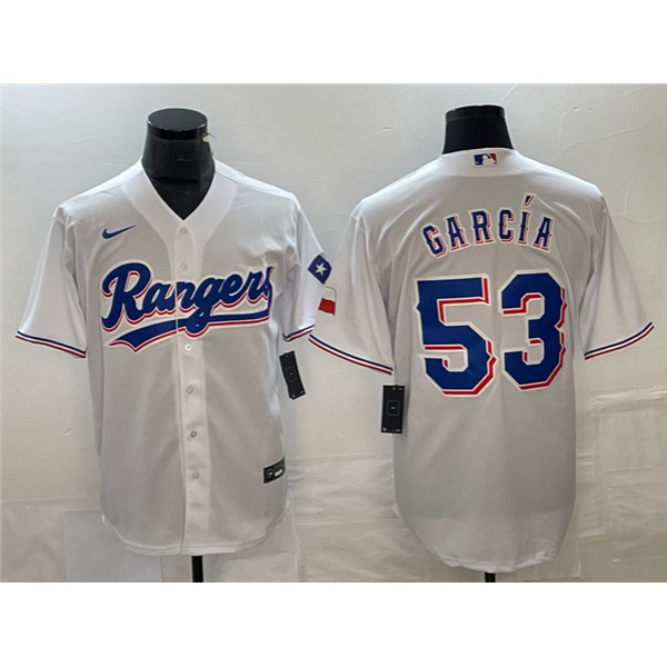 Texas Rangers #53 Adolis Garcia White Cool Base Stitched Jersey