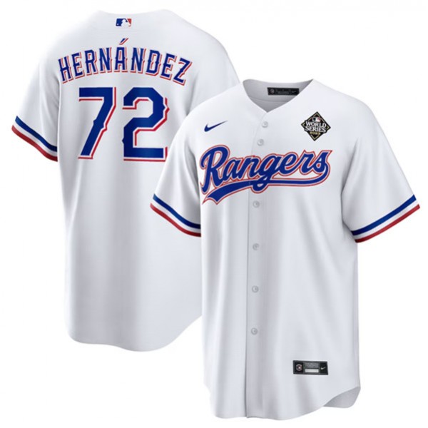 Texas Rangers #72 Jonathan Hernández White 2023 World Series Stitched Jersey