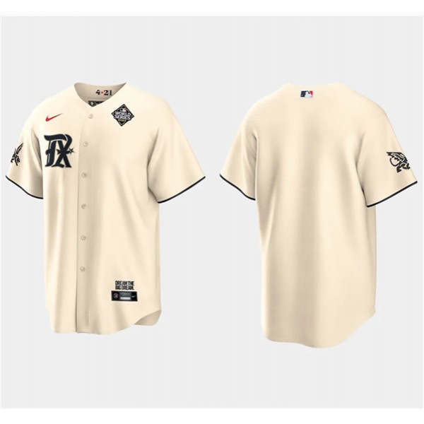 Texas Rangers Blank Cream 2023 World Series City Connect Stitched Jersey