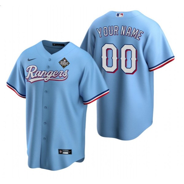 Texas Rangers Custom Blue 2023 World Series Stitched Jersey