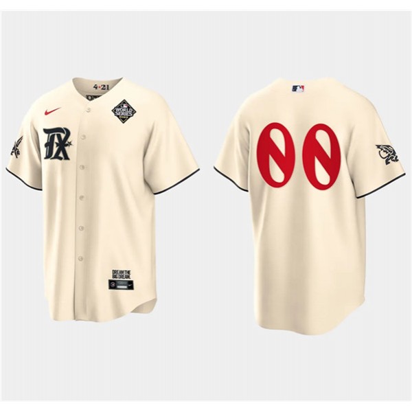 Texas Rangers Custom Cream 2023 World Series City Connect Stitched Jersey