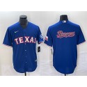 Texas Rangers Royal Team Big Logo With Patch Cool Base Stitched Jersey
