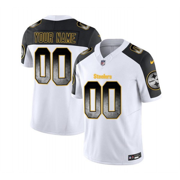 Pittsburgh Steelers Custom White Black 2023 F.U.S.E. Smoke Vapor Untouchable Limited Stitched Jersey
