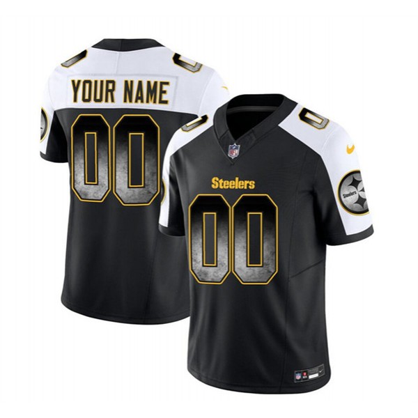 Pittsburgh Steelers Custom Black White 2023 F.U.S.E. Smoke Vapor Untouchable Limited Stitched Jersey