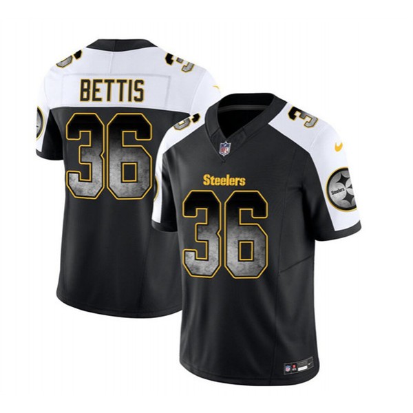 Pittsburgh Steelers #36 Jerome Bettis Black White 2023 F.U.S.E. Smoke Vapor Untouchable Limited Stitched Jersey