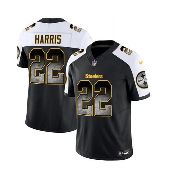 Pittsburgh Steelers #22 Najee Harris Black White 2023 F.U.S.E. Smoke Vapor Untouchable Limited Stitched Jersey