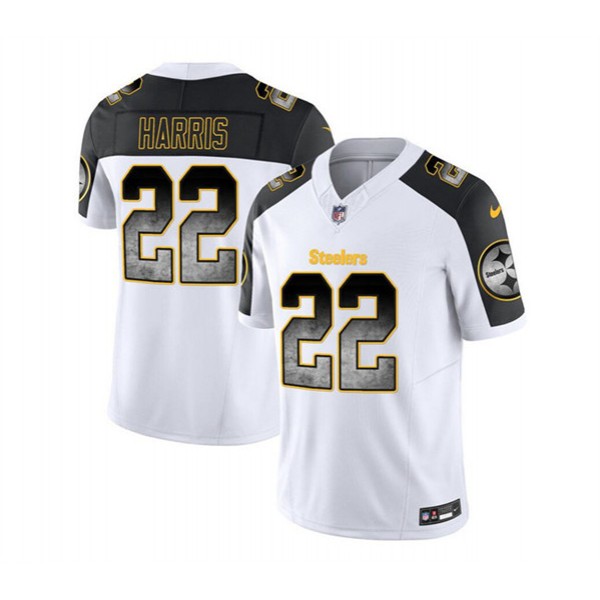 Pittsburgh Steelers #22 Najee Harris White Black 2023 F.U.S.E. Smoke Vapor Untouchable Limited Stitched Jersey