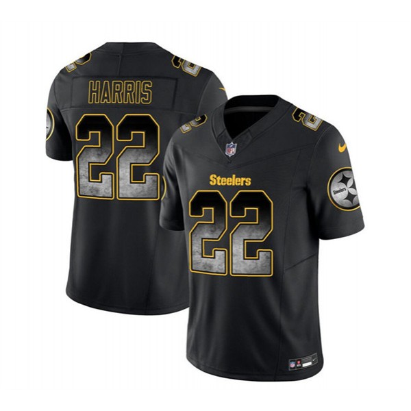 Pittsburgh Steelers #22 Najee Harris Black 2023 F.U.S.E. Smoke Vapor Untouchable Limited Stitched Jersey