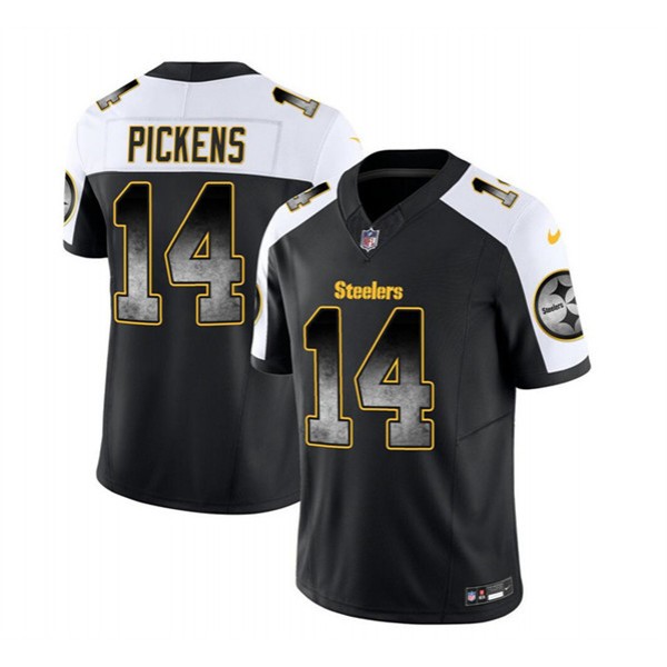 Pittsburgh Steelers #14 George Pickens Black White 2023 F.U.S.E. Smoke Vapor Untouchable Limited Stitched Jersey