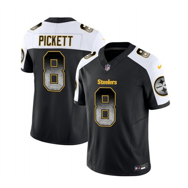 Pittsburgh Steelers #8 Kenny Pickett Black White 2023 F.U.S.E. Smoke Vapor Untouchable Limited Stitched Jersey