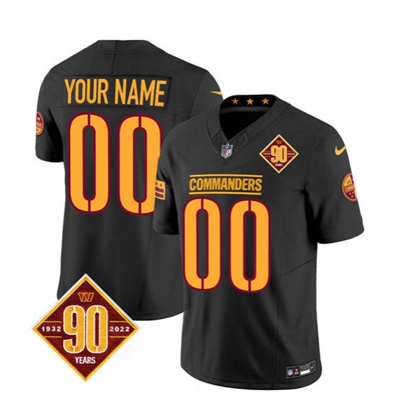 Washington Commanders Custom Black 2023 F.U.S.E. 90th Anniversary Vapor Limited Stitched Jersey