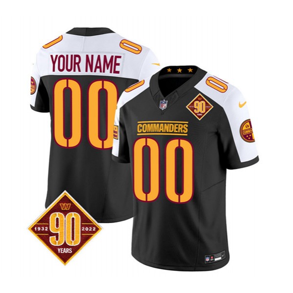 Washington Commanders Custom Black White 2023 F.U.S.E. 90th Anniversary Vapor Limited Stitched Jersey