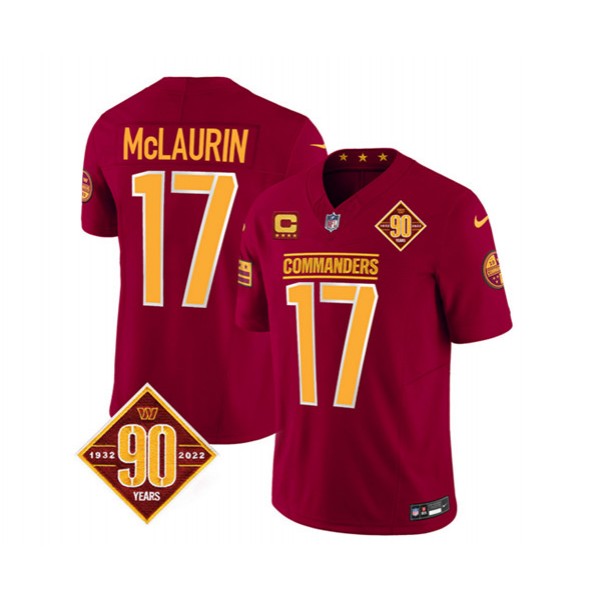 Washington Commanders #17 Terry McLaurin Burgundy 2023 F.U.S.E. With 4-Star C Patch 90th Anniversary Vapor Limited Stitched Jersey
