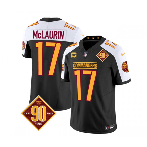 Washington Commanders #17 Terry McLaurin Black White 2023 F.U.S.E. 90th Anniversary Vapor Limited Stitched Jersey