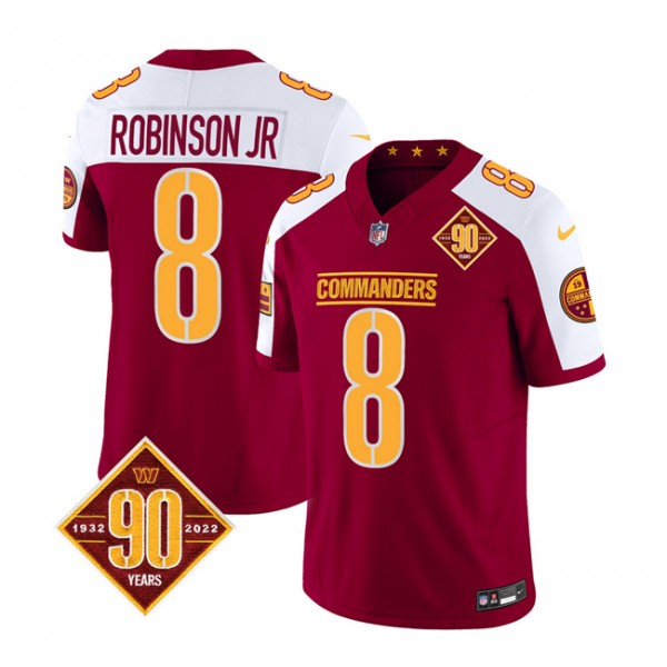 Washington Commanders #8 Brian Robinson Burgundy White 2023 F.U.S.E. 90th Anniversary Vapor Limited Stitched Jersey