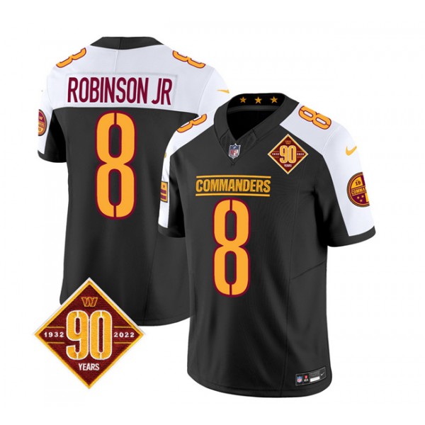 Washington Commanders #8 Brian Robinson Black White 2023 F.U.S.E. 90th Anniversary Vapor Limited Stitched Jersey