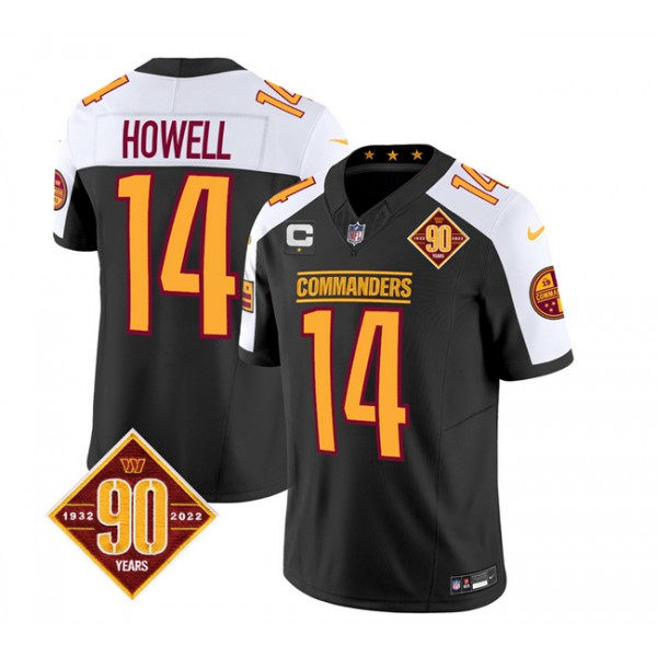 Washington Commanders #14 Sam Howell Black White 2023 F.U.S.E. 90th Anniversary Vapor Limited Stitched Jersey