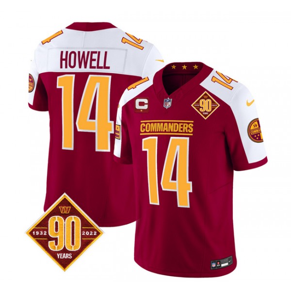 Washington Commanders #14 Sam Howell Burgundy White 2023 F.U.S.E. 90th Anniversary Vapor Limited Stitched Jersey