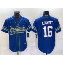 Seattle Seahawks #16 Tyler Lockett Royal Throwback Cool Base Stitched Jersey